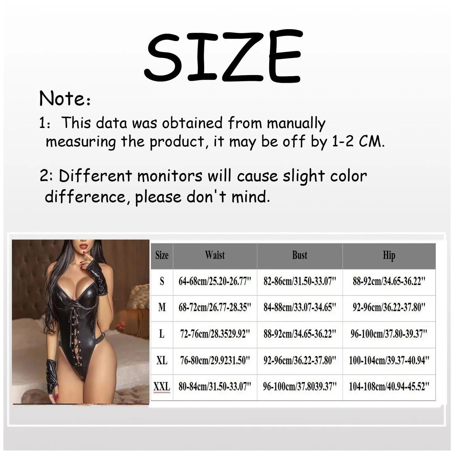 Sexy PU Leder Body Dessous Bodysuit Babydoll Reizwäsche Unterwäsche Schwarz