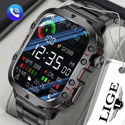 Herren Armbanduhr Digital Uhr Smartwatch Quarzuhr Bluetooth Chronograph