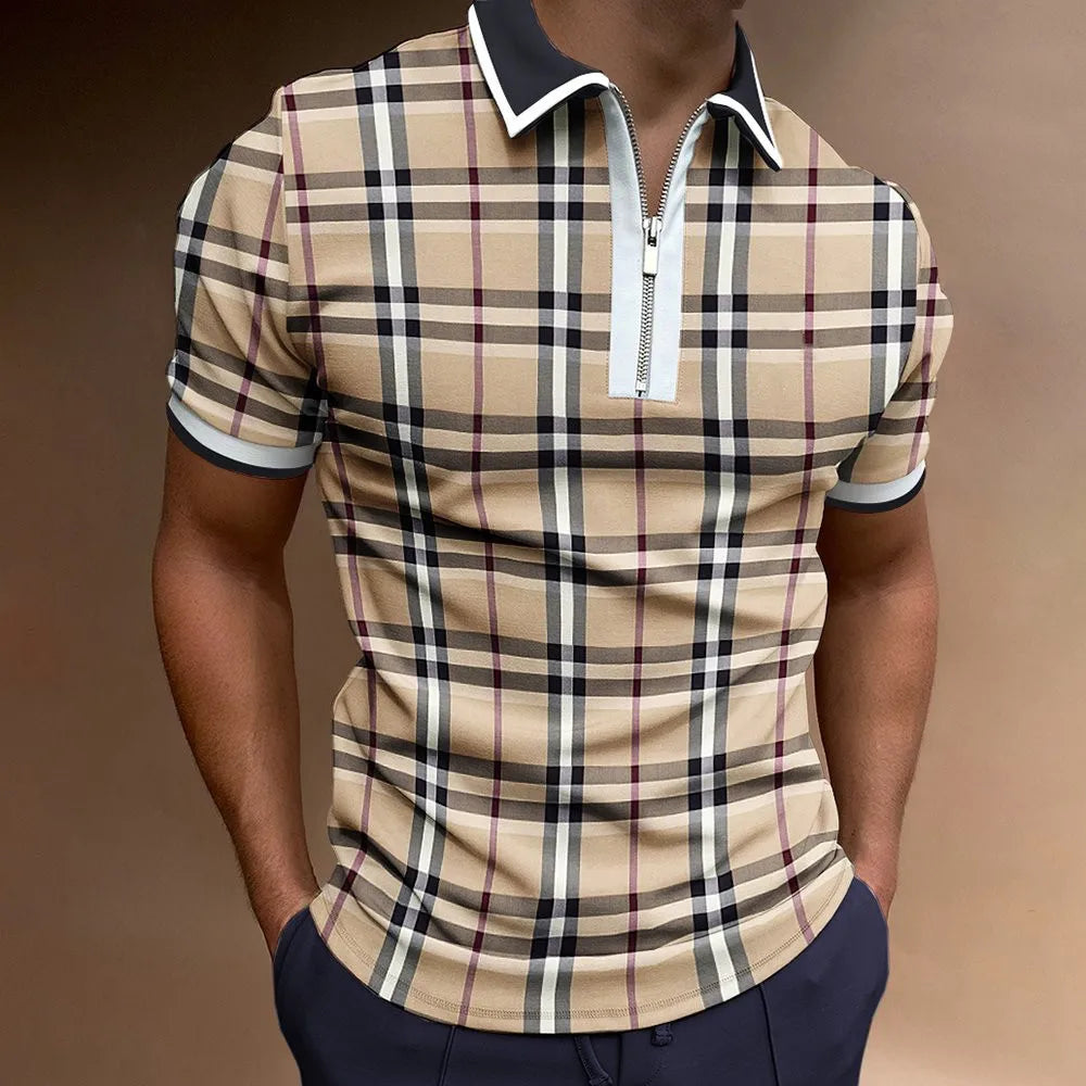 Herren Fashion Poloshirt POLO Shirt T-Shirt Kurzarm Zipper Hemd Polohemd NEU