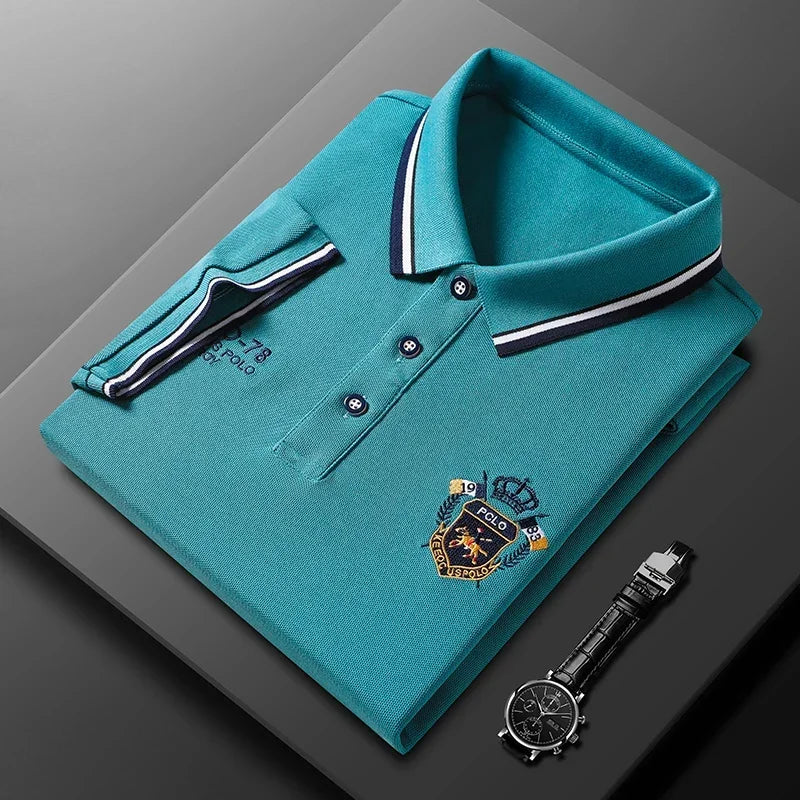 Sommer männer Casual Stickerei Kurzarm Polo-Shirt Neue Mode Einfarbig Top