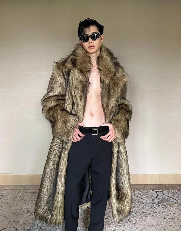Herren Wintermantel Pelzmantel Kunstpelzmantel Herrenmantel Kunstpelz Mantel