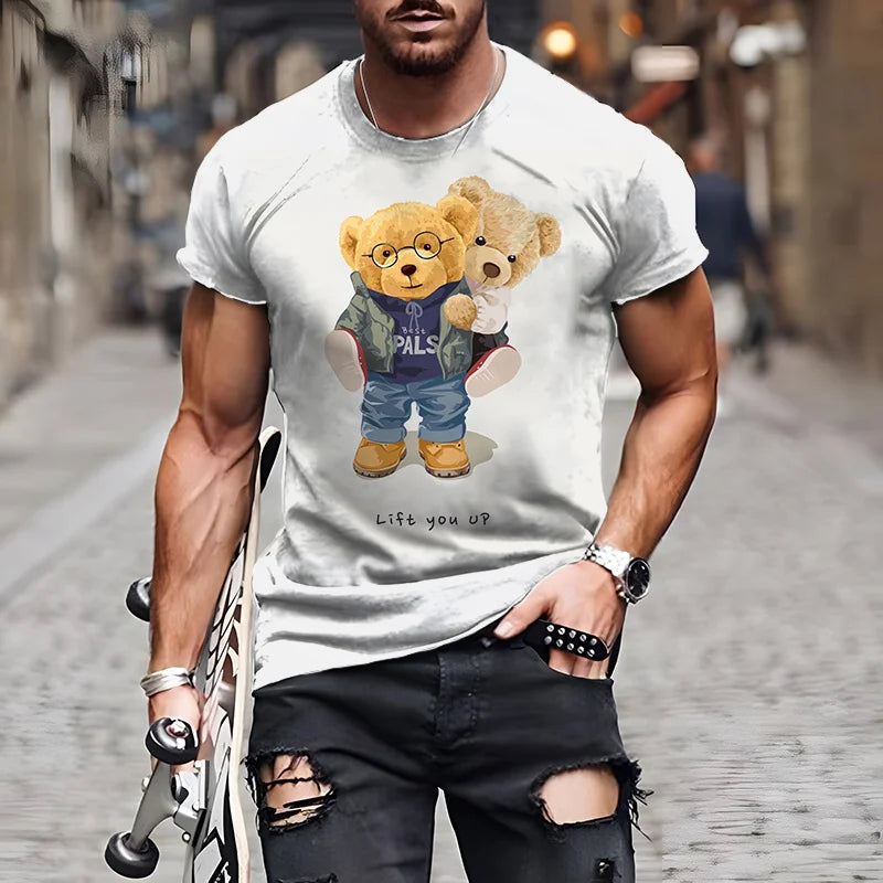 Fashion Herren Shirt Funny Baby Bear T-Shirt Rundhals Tops Sommer Streetwear