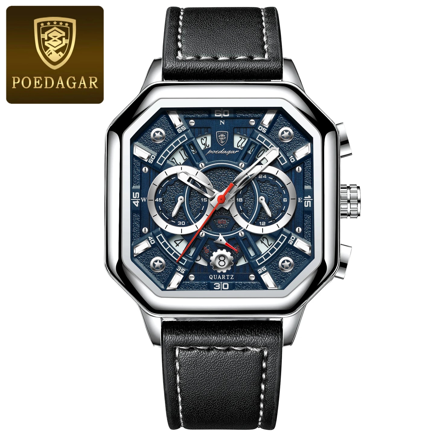 Herren Armbanduhr Digital Uhr Silber Edelstahl LED Quarzuhr Luxus Chronograph