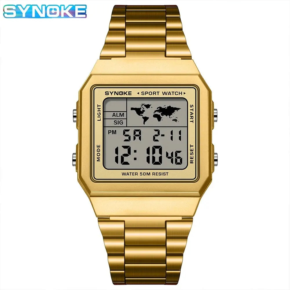 Herren Armbanduhr Digital Uhr Silber Edelstahl Quarzuhr Luxus Chronograph