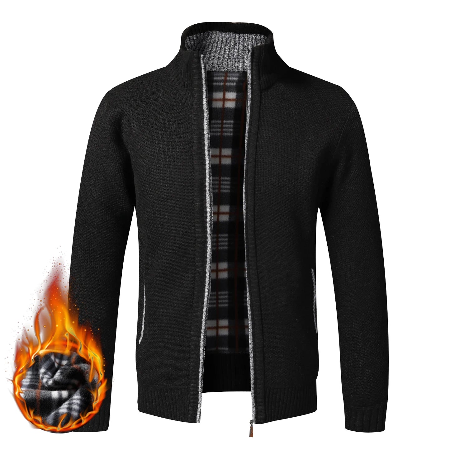 Herren Herbst Jacke Übergangsjacke Warme Sweatjacke Zipper Sweater Strickjacke