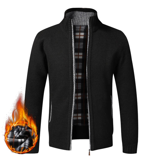 Herren Herbst Jacke Übergangsjacke Warme Sweatjacke Zipper Sweater Strickjacke