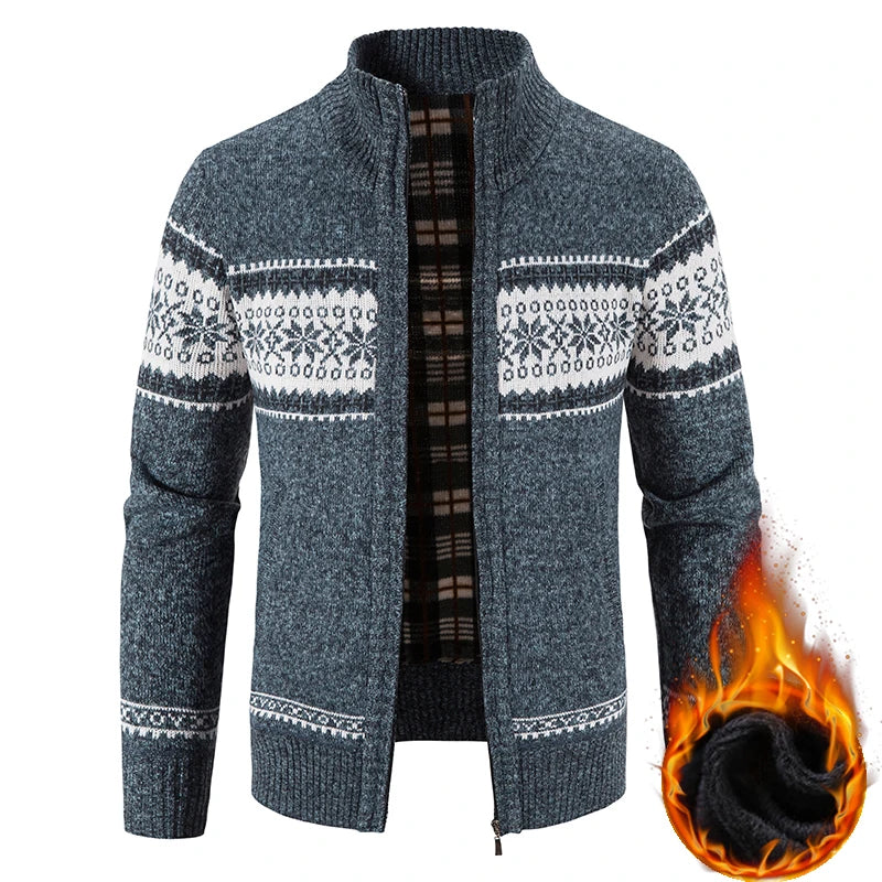 Herren Herbst Jacke Übergangsjacke Warme Sweatjacke Zipper Sweater Strickjacke
