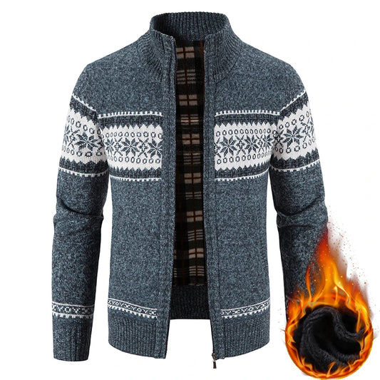 Herren Herbst Jacke Übergangsjacke Warme Sweatjacke Zipper Sweater Strickjacke