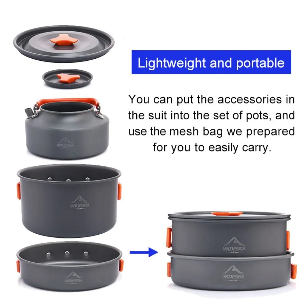 Camping Kochgeschirr Set Kochtopf Outdoor Töpfe Pfanne BBQ Picknick Ausrüstung