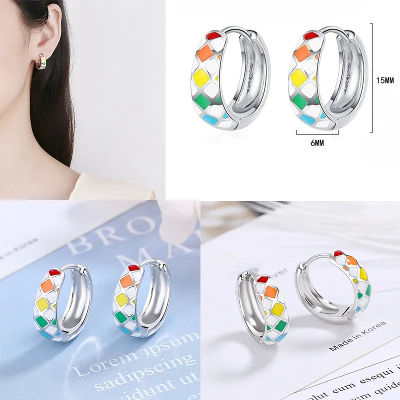 1 Paar Creolen aus 925 sterling Silber Schwarz Ohrringe Zirkonia Ohrstecker