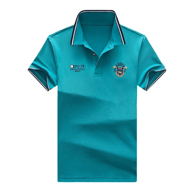 Sommer männer Casual Stickerei Kurzarm Polo-Shirt Neue Mode Einfarbig Top