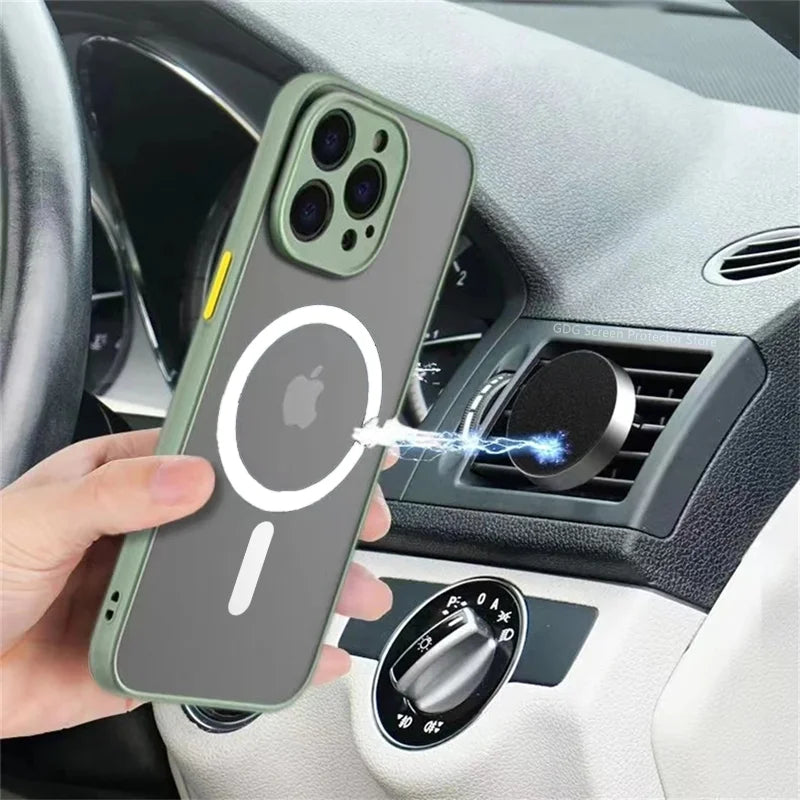 Custodia Cover Magsafe cellulare per iPhone 13 14 15 16 pro max Silicone Bumper