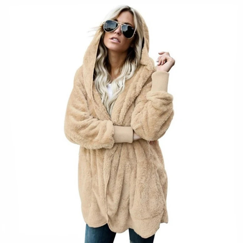 Teddy Kapuzenpullover Hoodie Pulli Damen Kapuzenpulli Jacke Kapuzenjacke