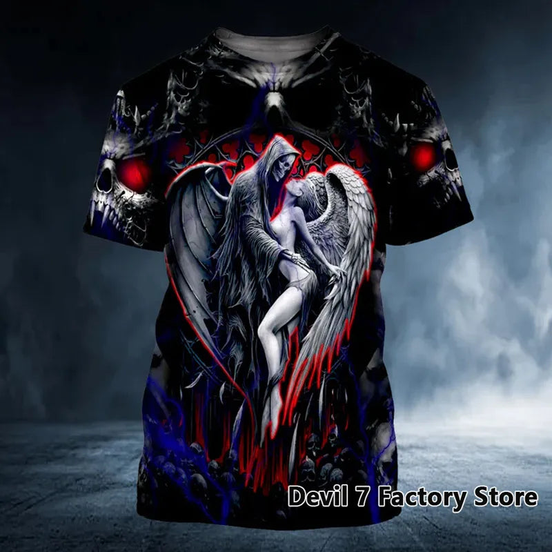 Herren Fashion Vintage 3D T-Shirt Rundhals Unisex Sommer Streetwear Oversized
