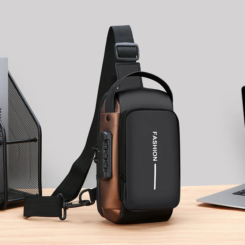 Zaino Monospalla Borsa Da Petto Marsupio Per Uomo Borsello Moto con Porta USB