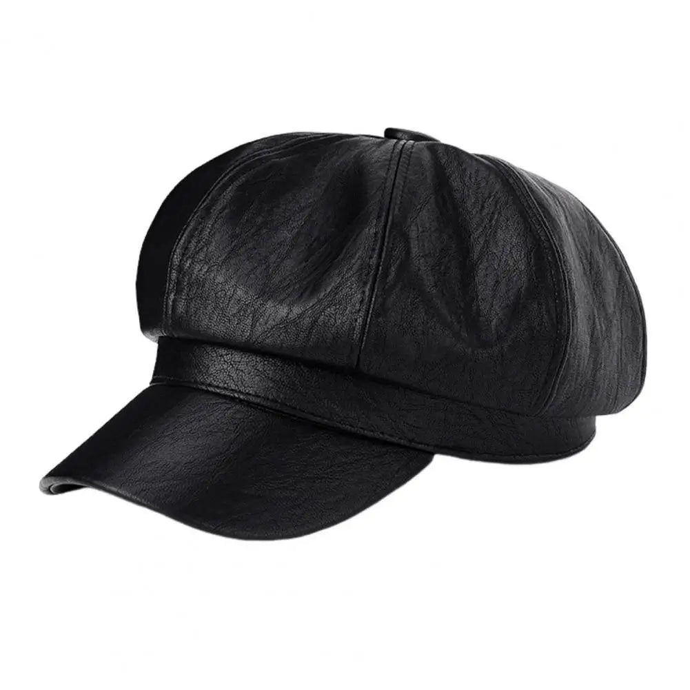 Damen Mütze Pu Kunstleder Leder Hut Schirmmützen Baskenmütze Flatcap Ballonmütze