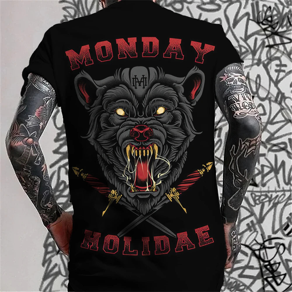 Herren Fashion Tattoo Style T-Shirt Rundhals Unisex SommerOversized Streetwear