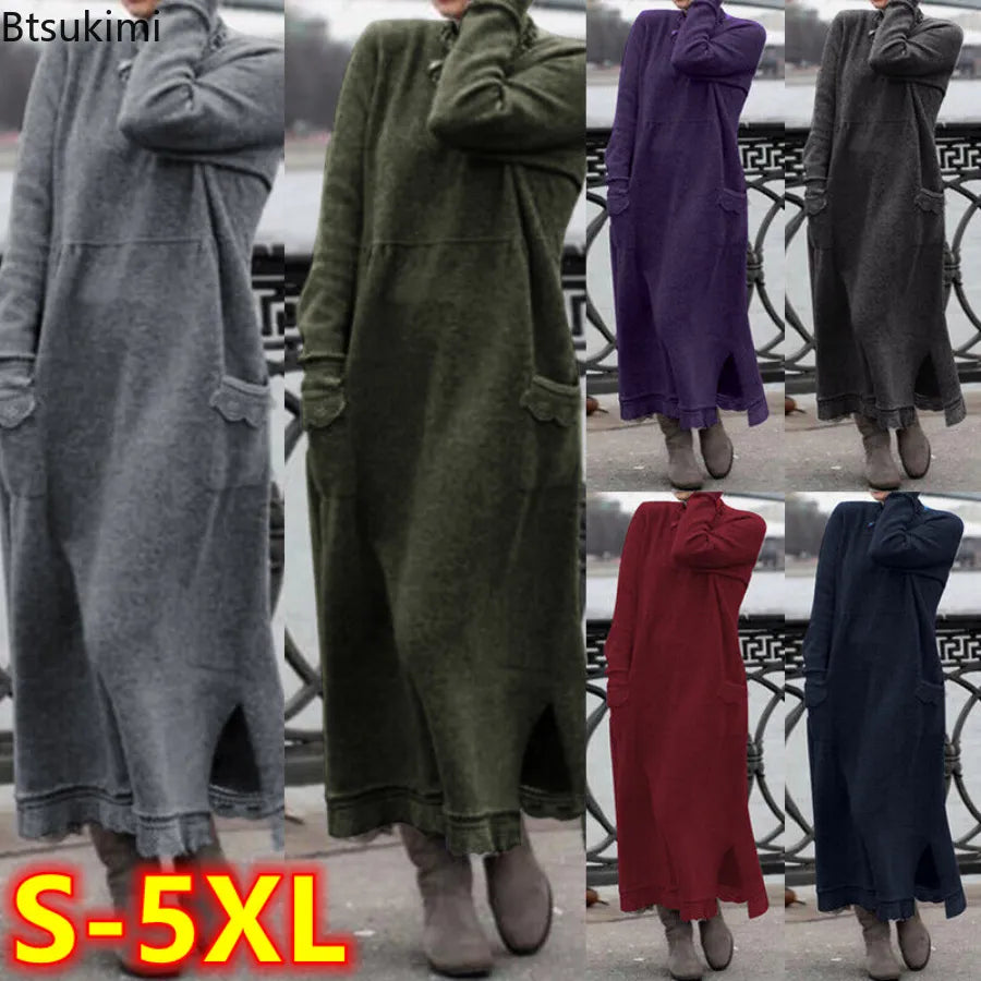 Damen Kapuzenpullover Minikleid Hoodie Sweatshirt Longtops Tunika Pullover Kleid