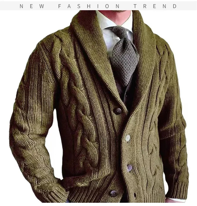 Herren Herbst Jacke Übergangsjacke Sweatjacke Sweater Strickjacke mit Zopfmuster
