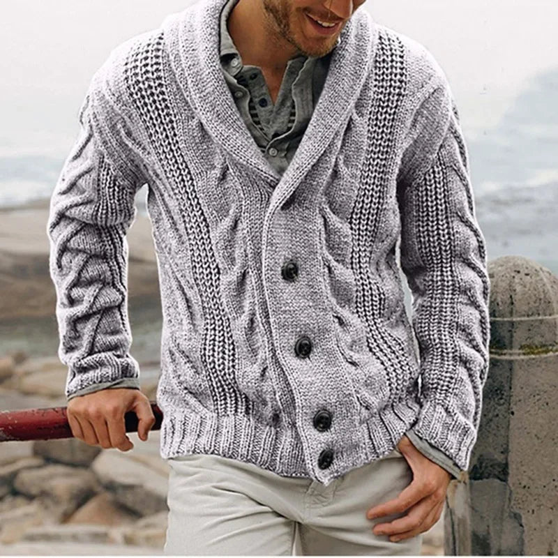 Herren Herbst Jacke Übergangsjacke Sweatjacke Sweater Strickjacke mit Zopfmuster