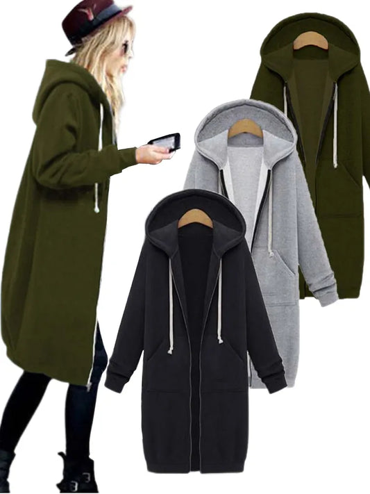Damen Kapuzenpullover Sweatjacke Zip Hoodie Jacke Pullover Mantel Pulli Kleid