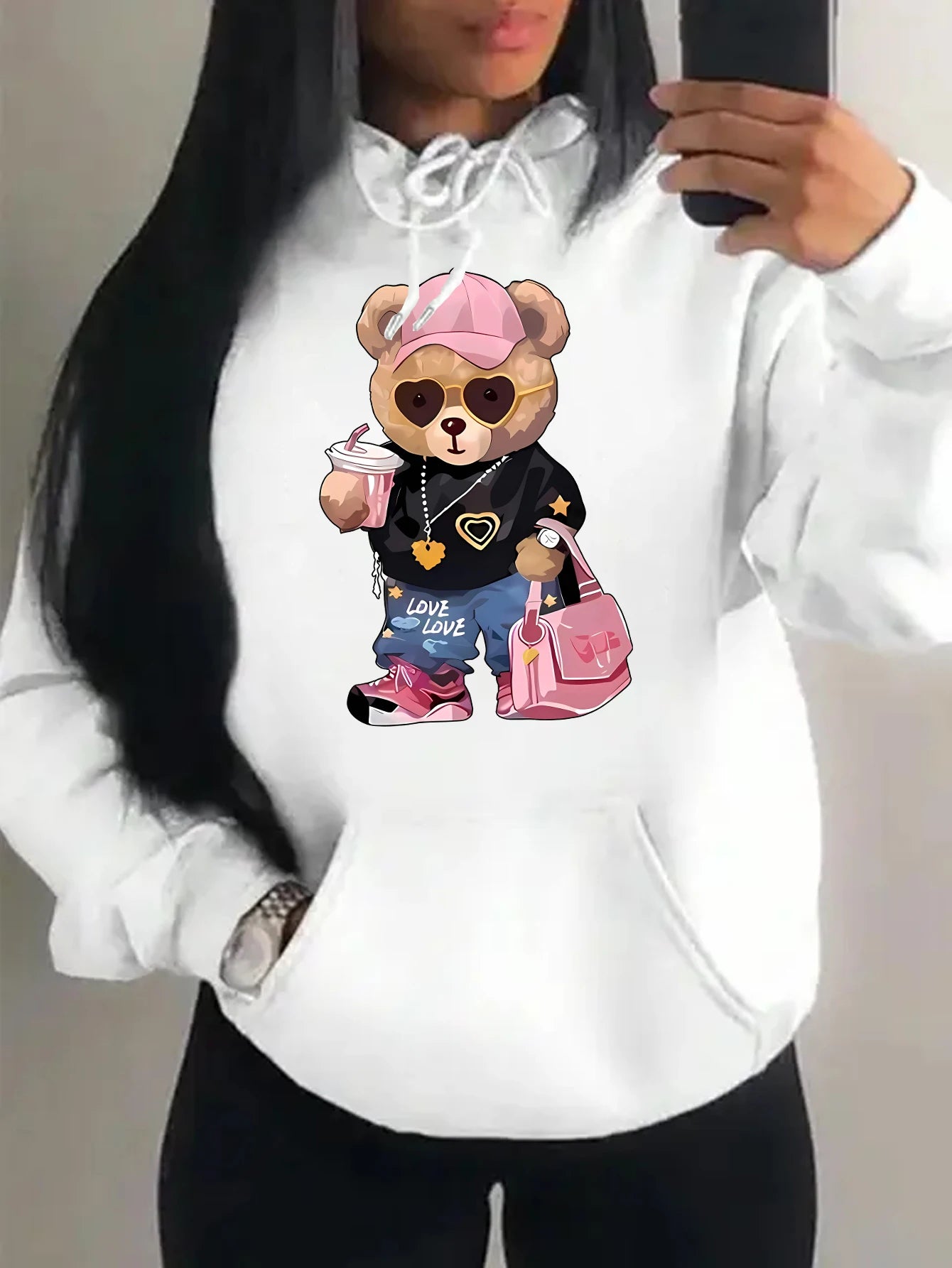 Teddybär Kapuzenpullover Sweatshirt Fleece Hoodie Pulli Damen Kapuzenpulli Shirt