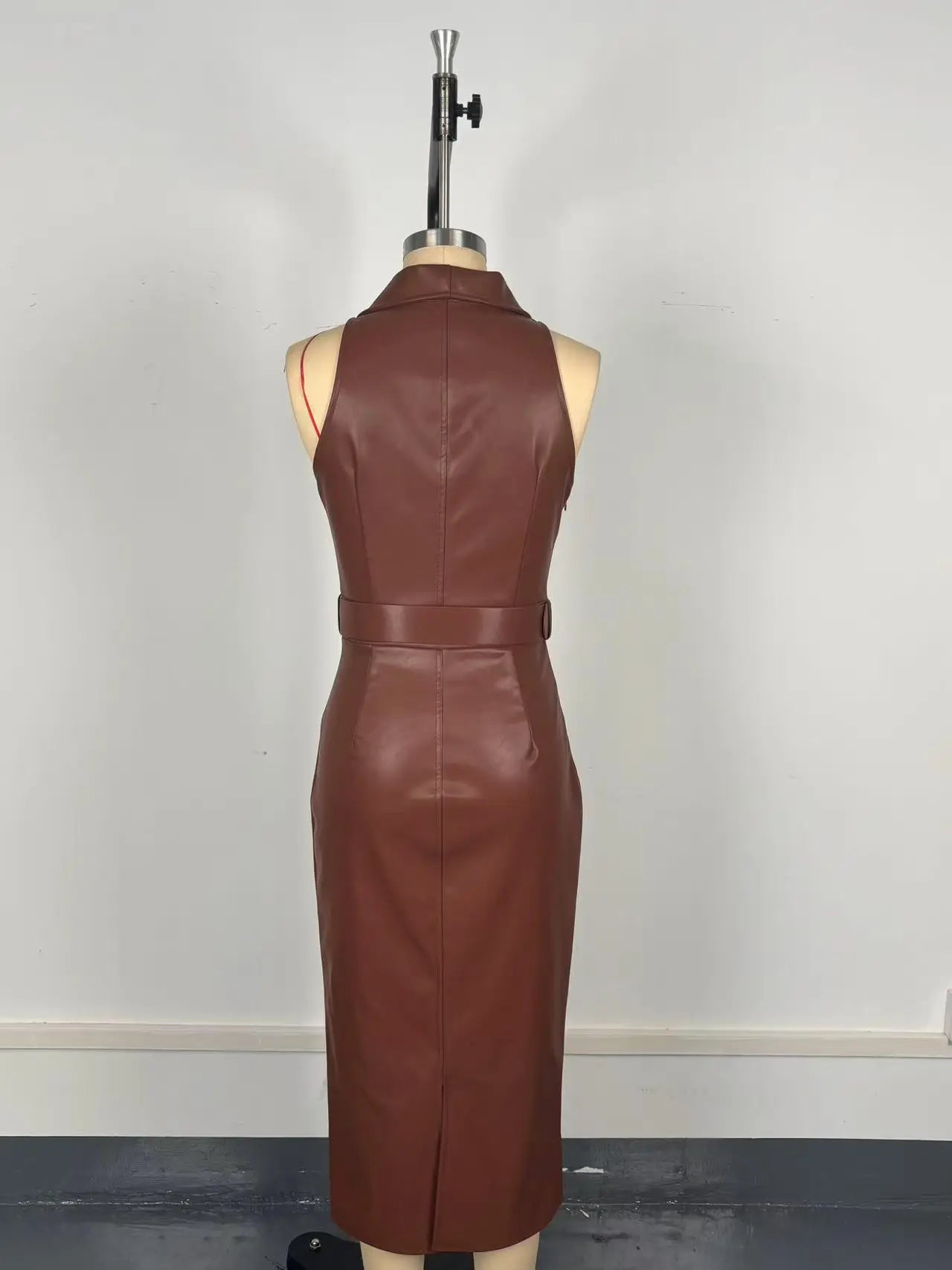 Damen Kleid PU Leder Partykleid Cocktail Abendkleid Sexy Clubwear Minikleid
