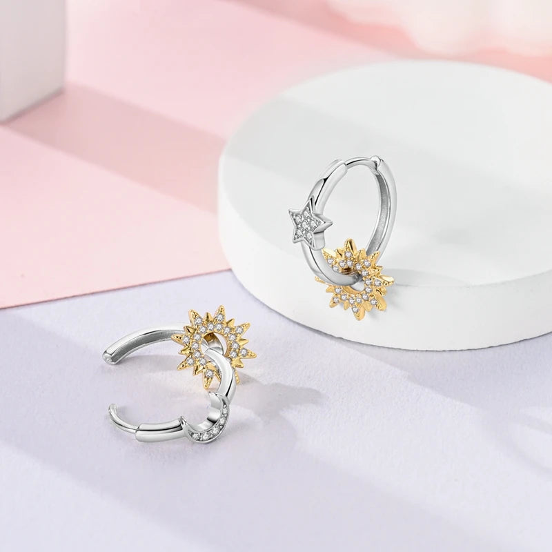 Creole Argento 925 Sterling Zirconi | Orecchini Eleganti Ipoallergenici Regalo