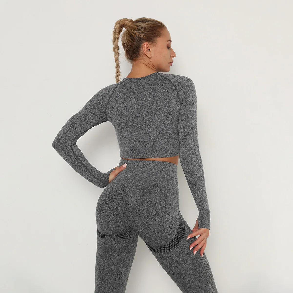 Damen Leggings Push Up Stretch Leggins Yoga Fitness Hose Sport BH Set Top Gym