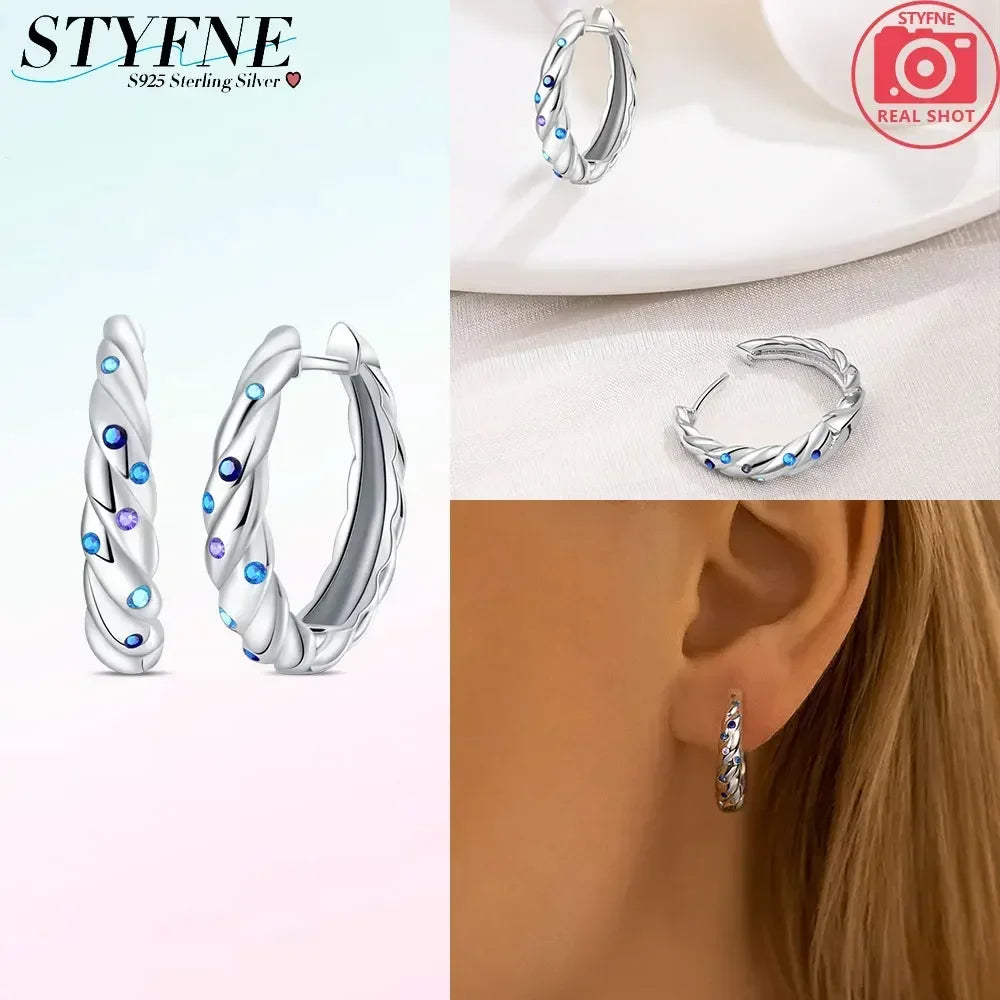 Creolen 925 Silber Ohrringe Zirkonia | Hypoallergen | Luxus Ohrstecker Geschenk