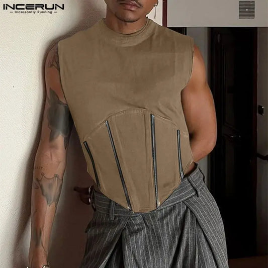 Fetisch Fashion Männer Sexy Bodysuits Herren Body Shirts Hemd Tank Tops Zipper