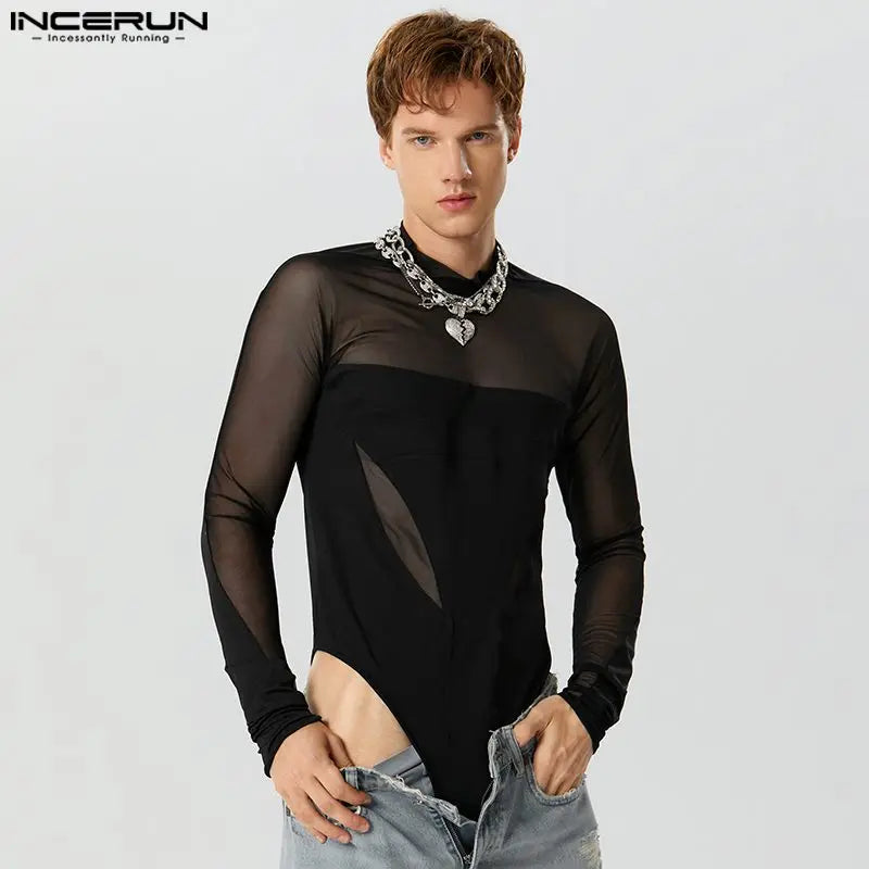 Fetisch Fashion Männer Sexy Bodysuits Herren Body Shirts Hemd Transparent Club