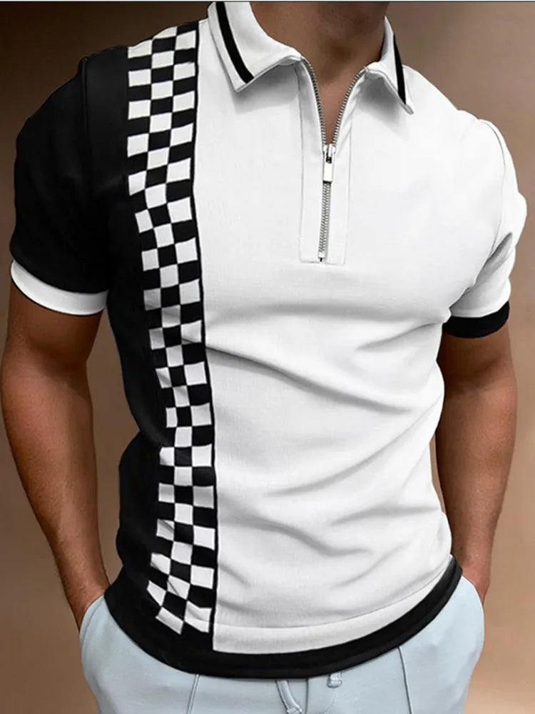 Herren Fashion Poloshirt POLO Shirt T-Shirt Kurzarm Zipper Hemd Polohemd NEU