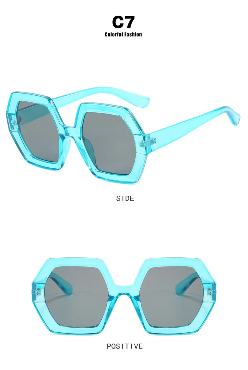 Damen Sonnenbrille Designer Luxus Brille Runde Übergröße Gläser Vintage UV400