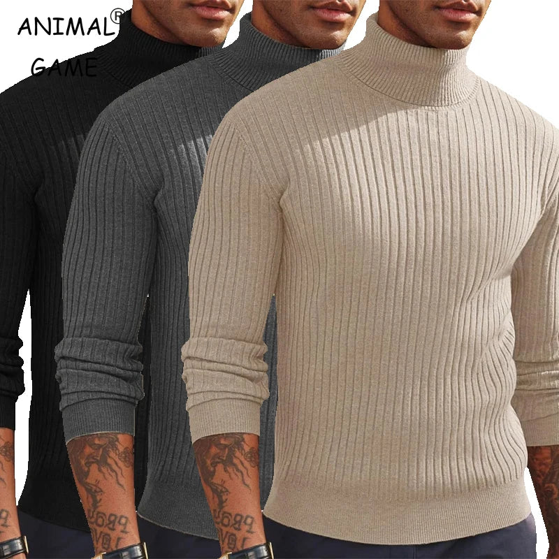 Herren Rollkragen Pullover Sweatshirt Leichter Pulli Sweater Shirt Langarmshirt