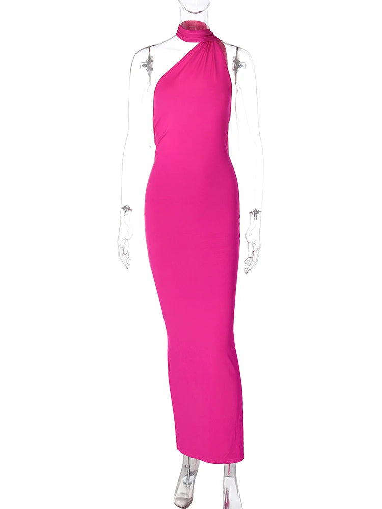 Frauen Kleid rückenfreies Partykleid Langeskleid Maxikleid Träger Abendkleid