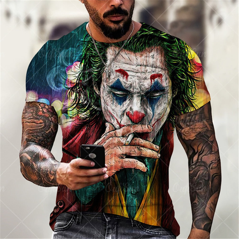 Herren Fashion Vintage  Joker 3D T-Shirt Rundhals Unisex Sommer Streetwear