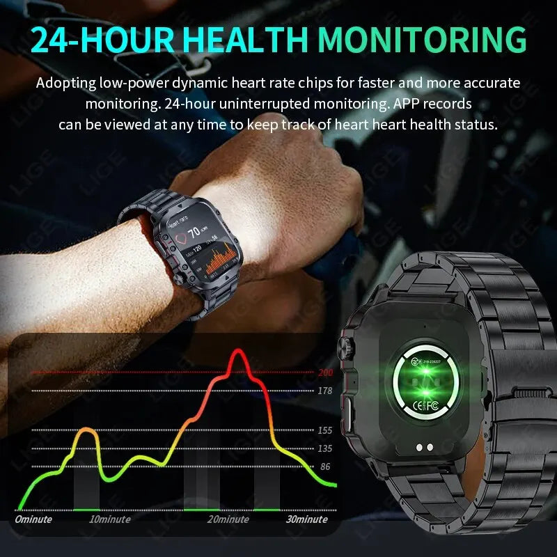 Herren Armbanduhr Digital Uhr Smartwatch Quarzuhr Bluetooth Chronograph