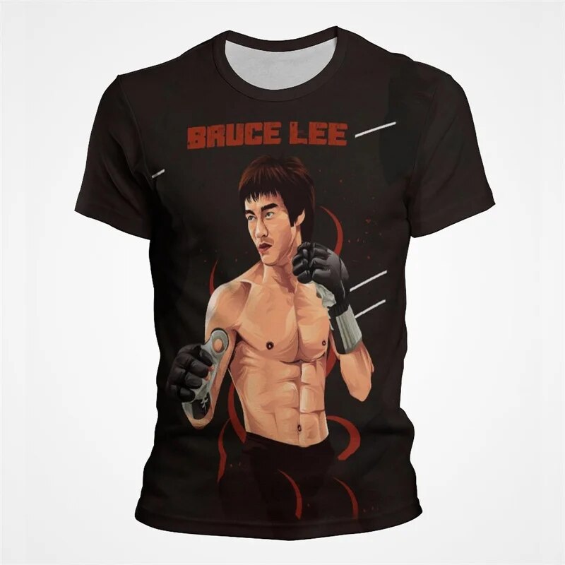 Kinder Shirt Fashion Kung Fu Star 3D T-Shirt Rundhals Unisex Sommer Streetwear