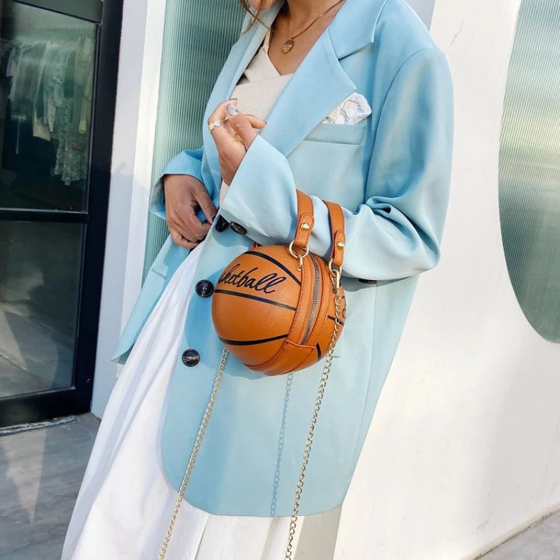 Damen Handtasche Schultertasche Fashion Umhängetasche Basketball Tasche