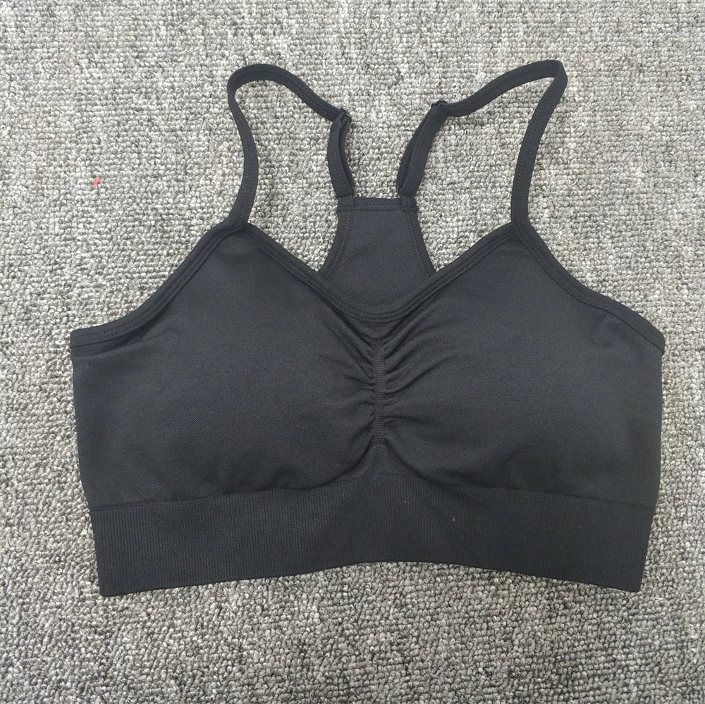 Damen Leggings Push Up Stretch Leggins Yoga Fitness Hose Sport BH Set Top Gym