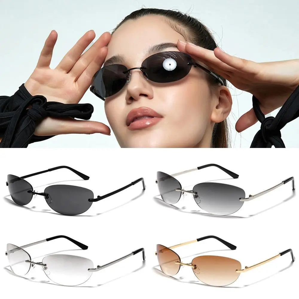 Designer Sonnenbrille Damen Herren Brille Randlose Gläser Pilotenbrille UV400