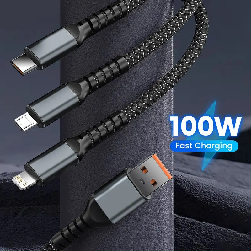 3 in 1 Ladekabel USB Typ C Datenkabel für Samsung Huawei Handy Schnellladekabel