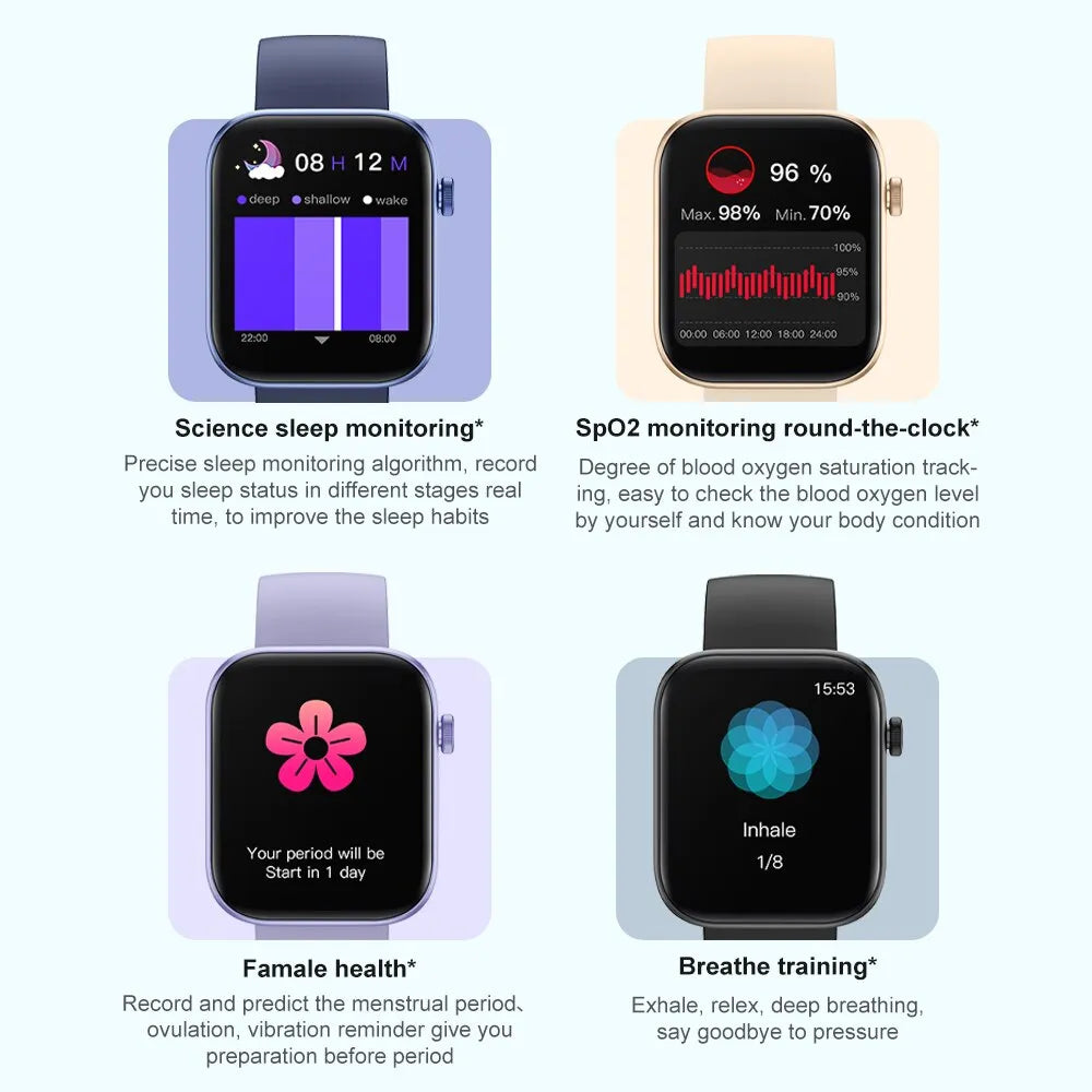 Frauen Smart Watch Männer Farbdisplay Full Touch Fitness Tracker Bluetooth Damen
