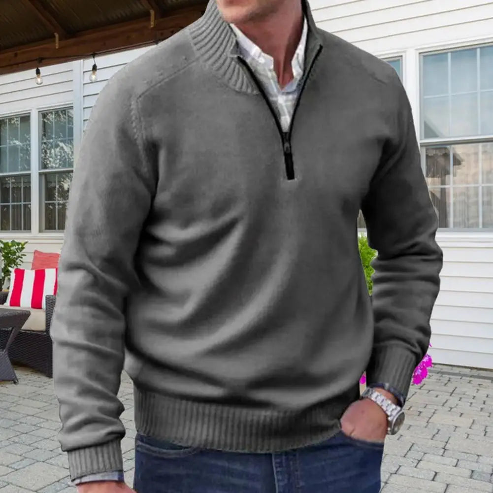 Herren Pullover Sweatshirt Troyer Pulli Sweater Stehkragen Zipper Langarmpulli