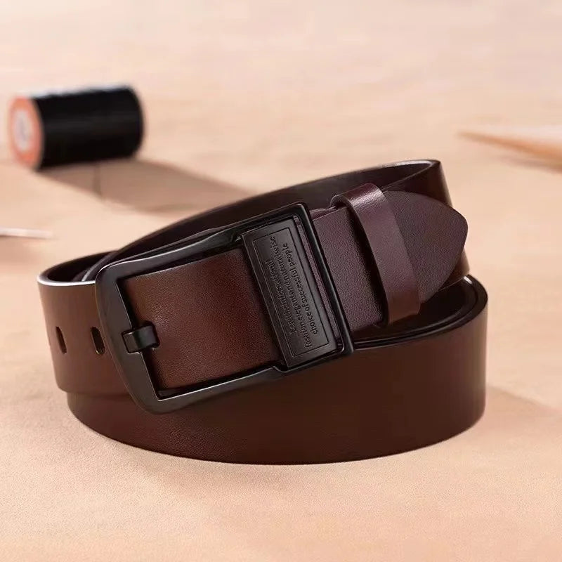 Fashion Jeansgürtel Herren Eckig Schnalle Echt Leder Gürtel Ledergürtel Schwarz