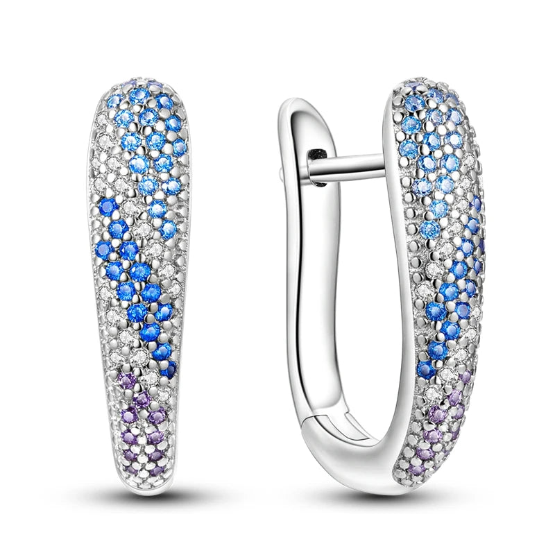 Creolen 925 Silber Ohrringe Zirkonia | Hypoallergen | Luxus Ohrstecker Geschenk