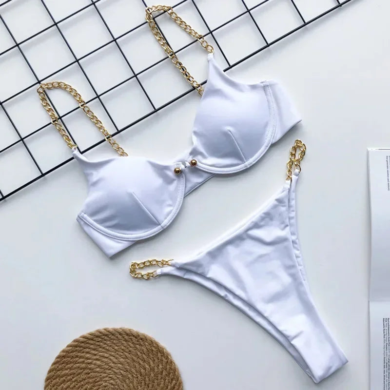 Frauen Bademode High Cut Bikini Set Sexy Push Up Badeanzug Damen Tanga Swimwear