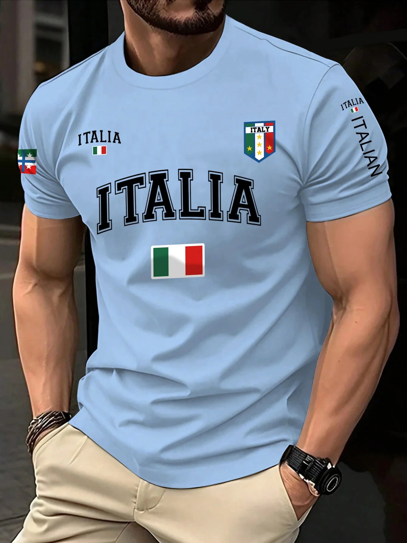 T-Shirt Uomo Manica Corta Italia Tops Maglietta Camicia Maglia Italy