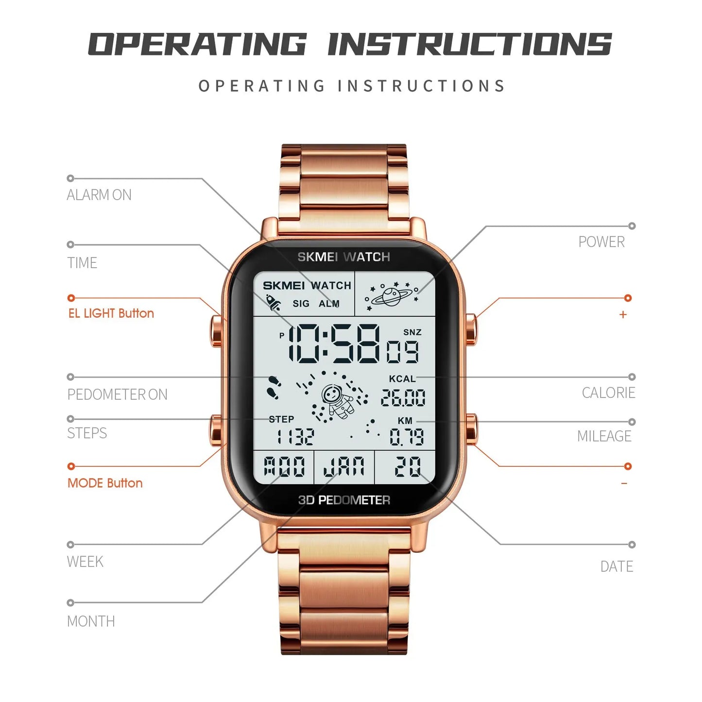Herren Armbanduhr Digital Uhr Silber Edelstahl Quarzuhr Luxus Chronograph